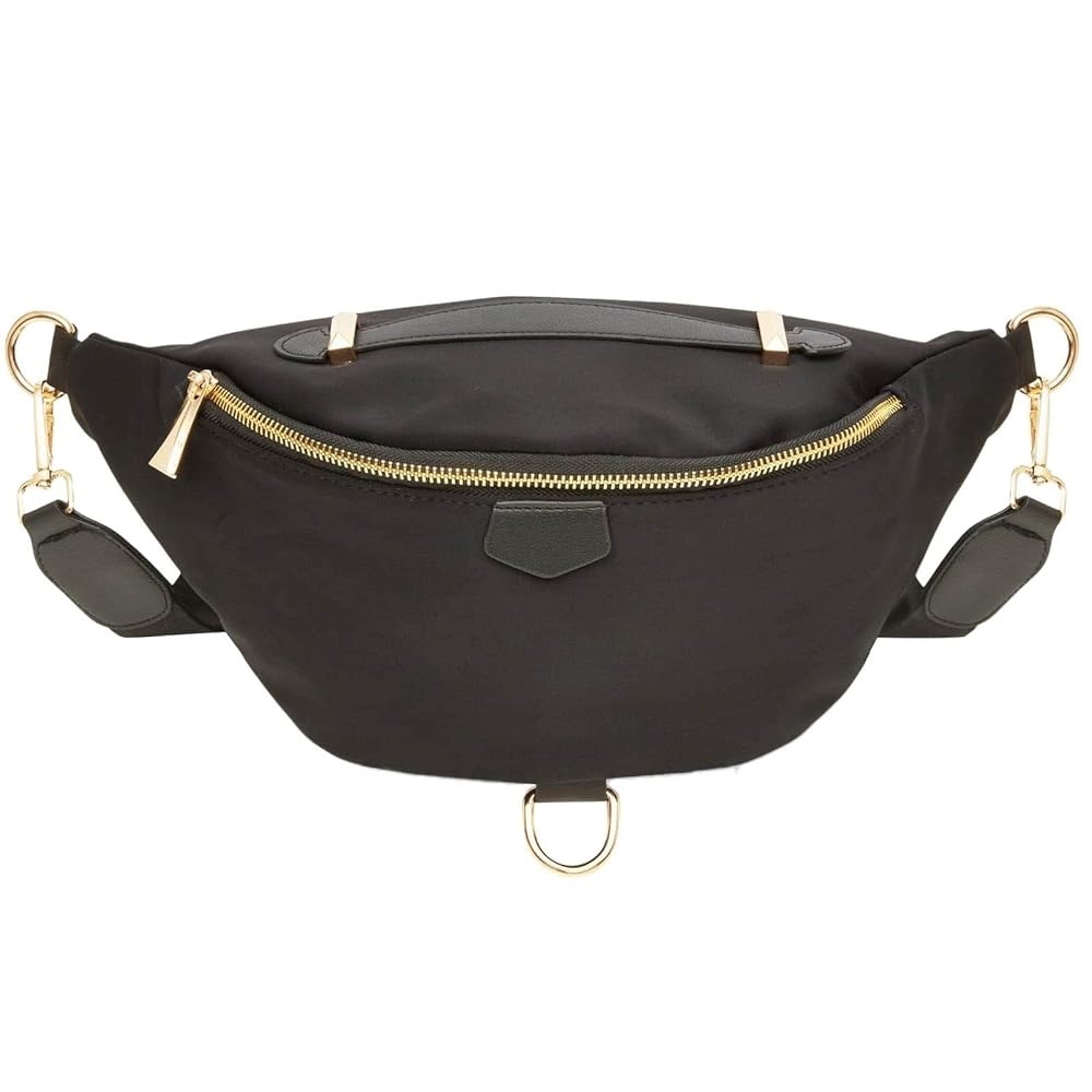 Black Belt Bag with Gold Accents